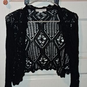 A Knitch Above Black Open-Knit Sweater